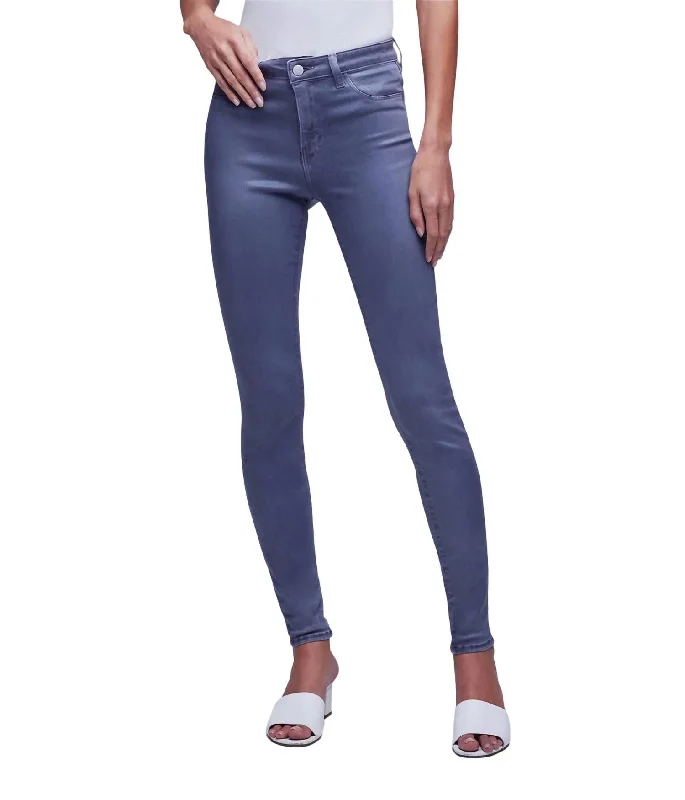 Marguerite Coated Skinny Jean In Gris Coated