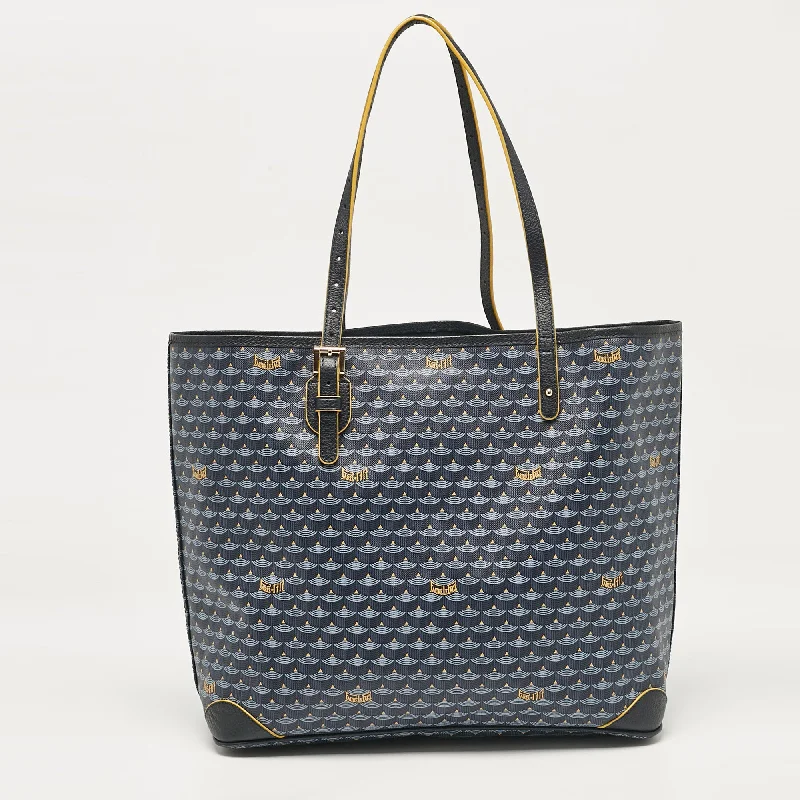 Faure Le Page Navy Blue Coated Canvas And Leather Daily Battle Tote