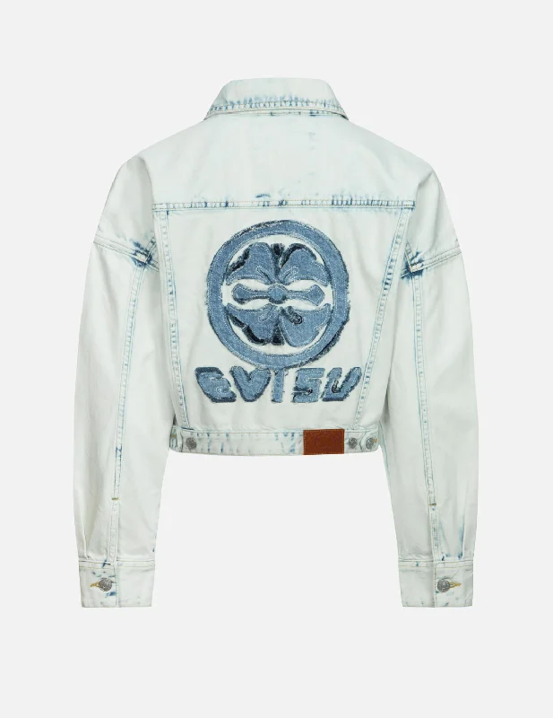 Kamon and Logo Appliqué Fashion Fit Denim Jacket