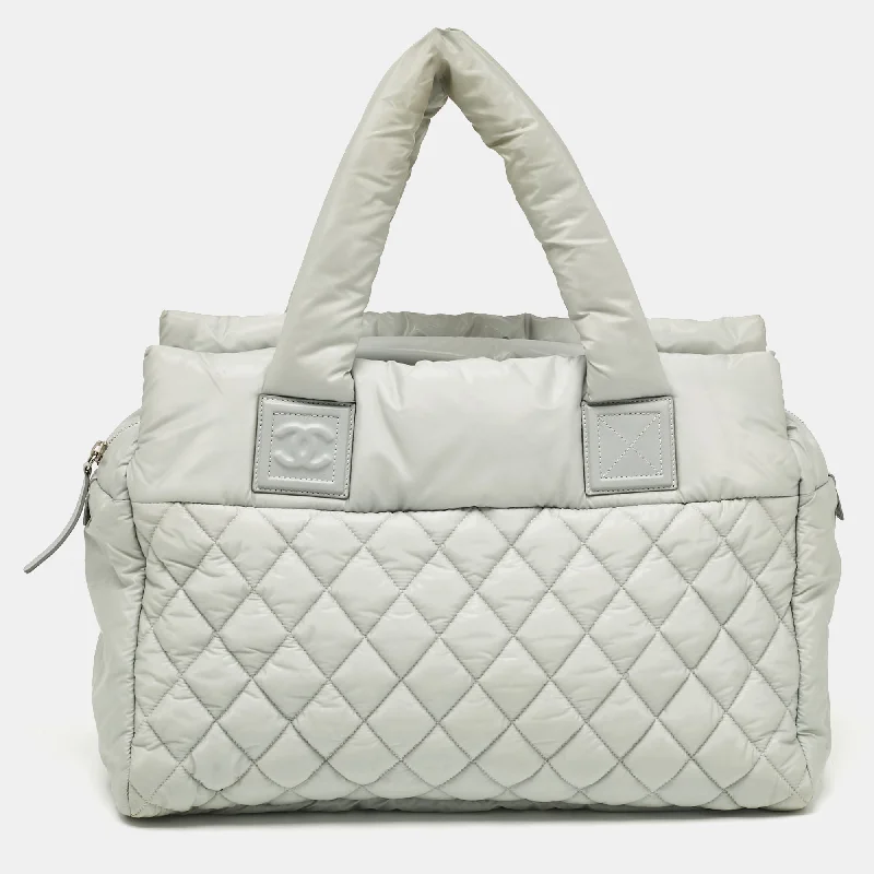 Chanel Mint Green Quilted Coated Nylon Coco Cocoon Tote