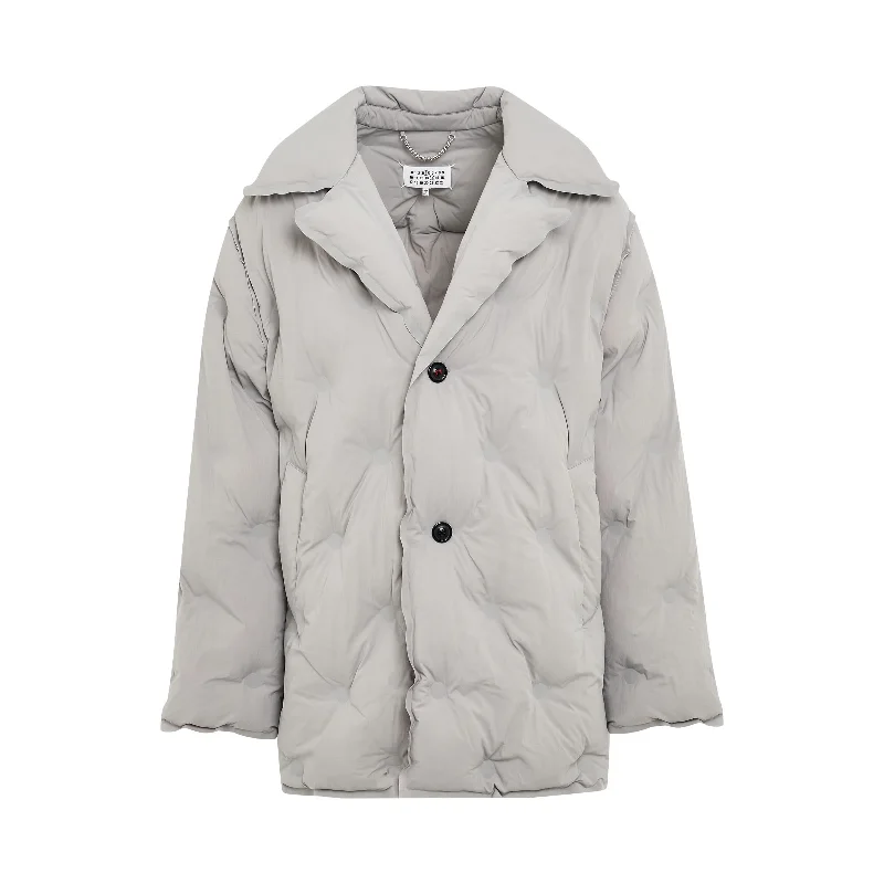 Recycled Nylon Padded Coat in Pearl Grey