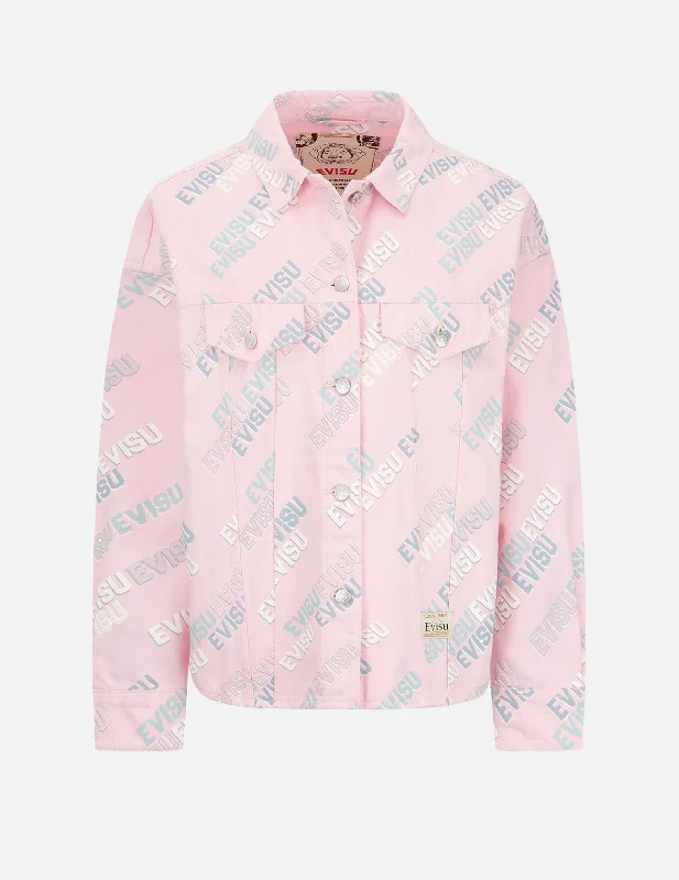 Allover Logo Print Denim Jacket