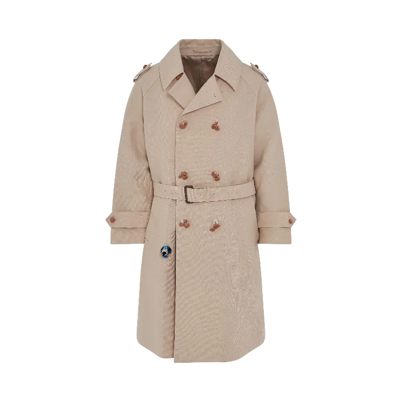 Wood Yarn Trench Coat in Natural