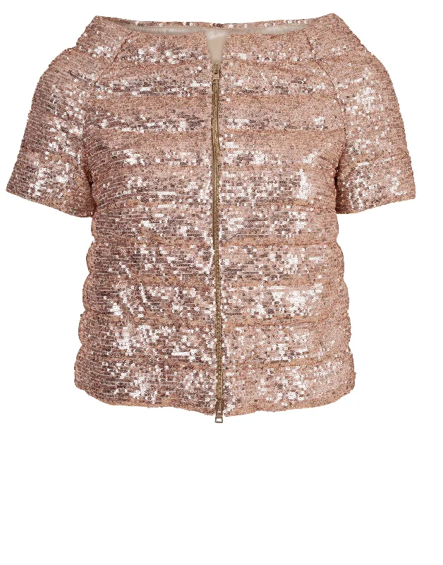 Rose Gold Sequin Cap Sleeve Jacket