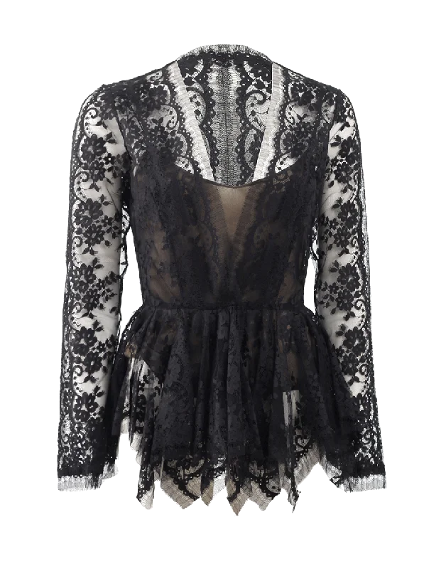 Black Lace Blouse Jacket