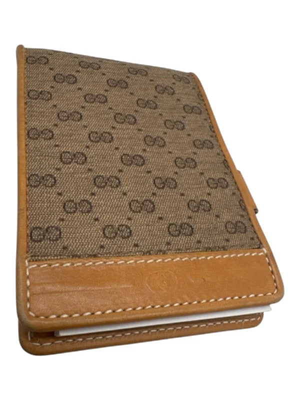 Gucci Brown Print Coated Canvas Notebook Wallets