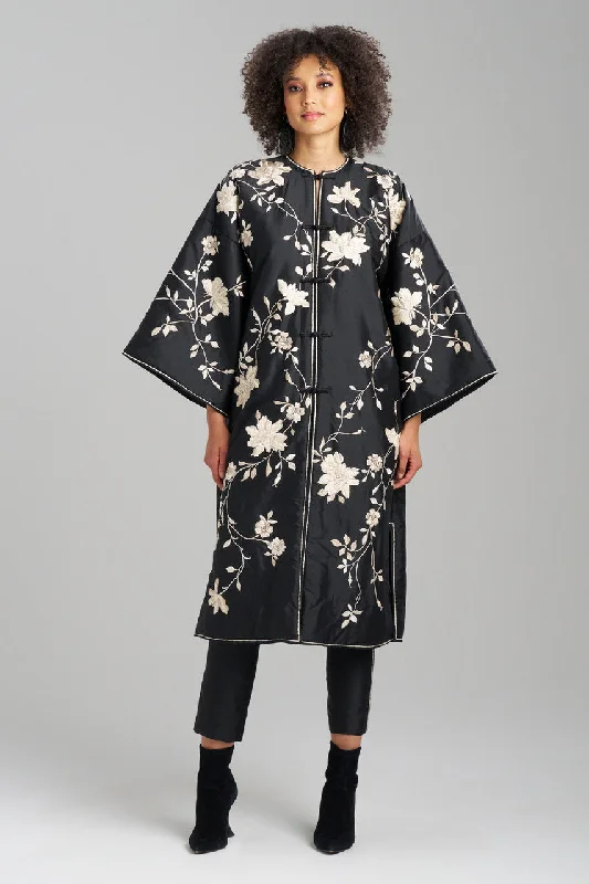 Couture Silk Dupioni Embroidered Padded Coat