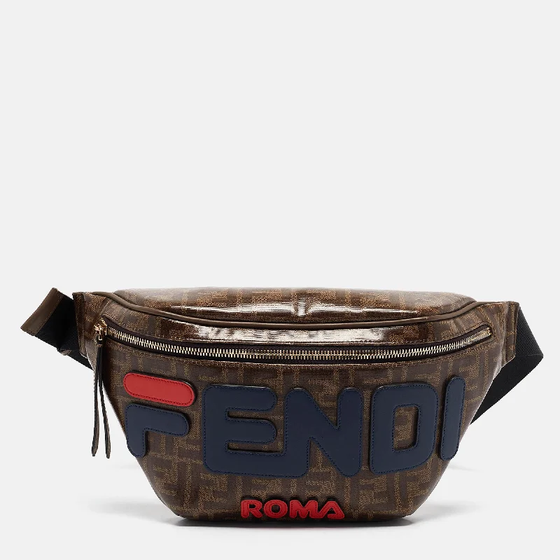 Fendi Brown Zucca Coated Canvas And Leather Spalmati Mania Belt Bag