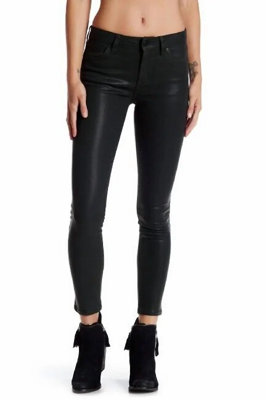 Coated Mid-Rise Skinny Ankle Jeans In Black