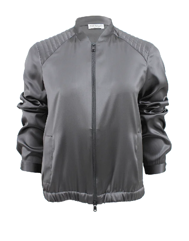 Satin Bomber Biker Jacket