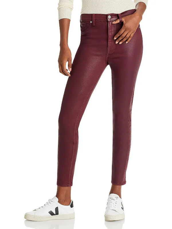 Womens Coated Ankle Skinny Jeans