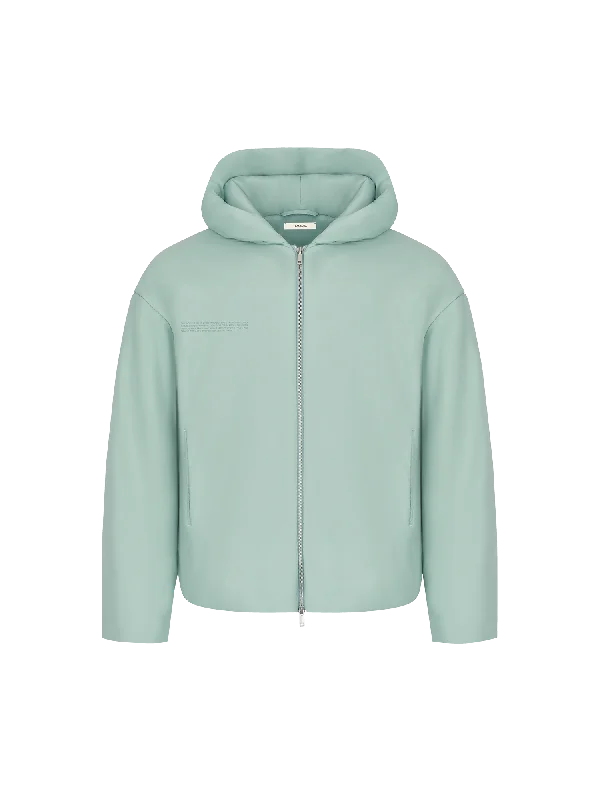 Womens Flower-Warmth Padded Bomber Jacket—Eucalyptus Blue