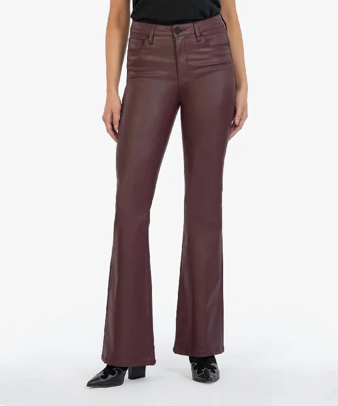 Ana Fab Ab Coated Flare Jeans In Bordeaux