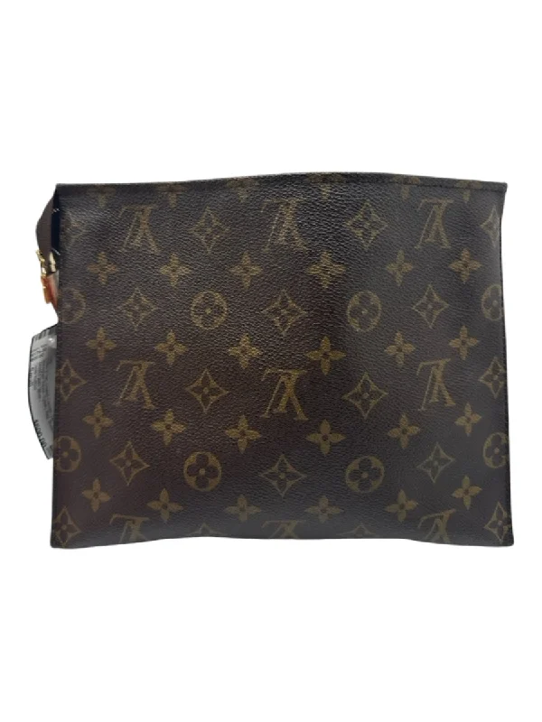 Louis Vuitton Brown & Tan Coated Canvas Zip Close Monogram Pouch Bag